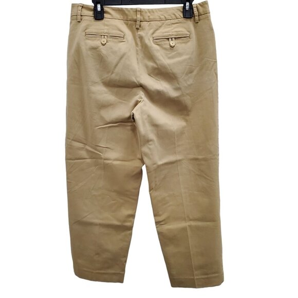 Talbots Petite Tan Stretch Cropped Leg Flat Front Khaki Uniform Pants Size 12 - Picture 8 of 8